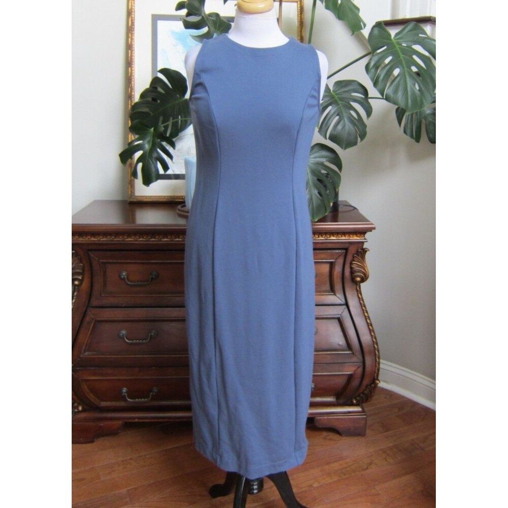 Travel Smith Blue Sleeveless Maxi Dress Packable Travel Layering Size S